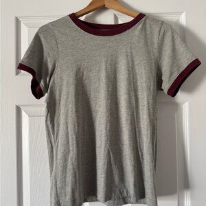 Rivet & Thread Gray T-Shirt with Maroon Trim